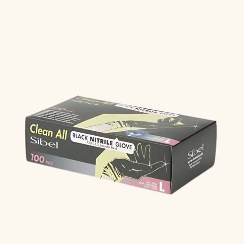 SIBEL Gants jetables en nitrile noir non-poudrés M 100pcs